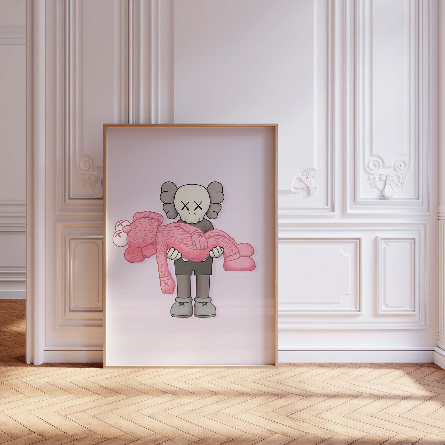 Pink Plush & Skull Character Poster · Toy Carry Illustration · Pop Art Figur · Street Style · Modern · Print ohne Rahmen