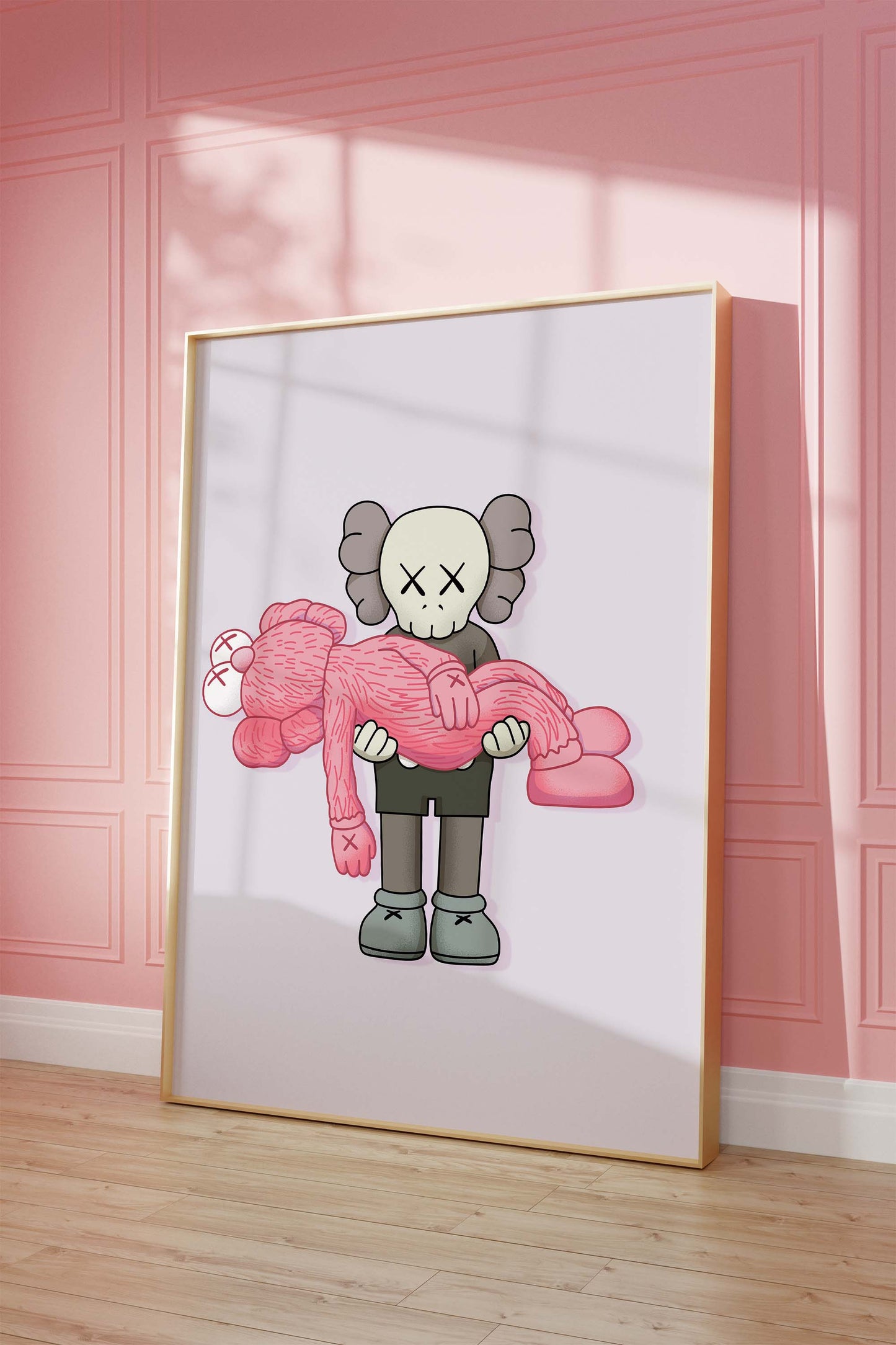 Pink Plush & Skull Character Poster · Toy Carry Illustration · Pop Art Figur · Street Style · Modern · Print ohne Rahmen
