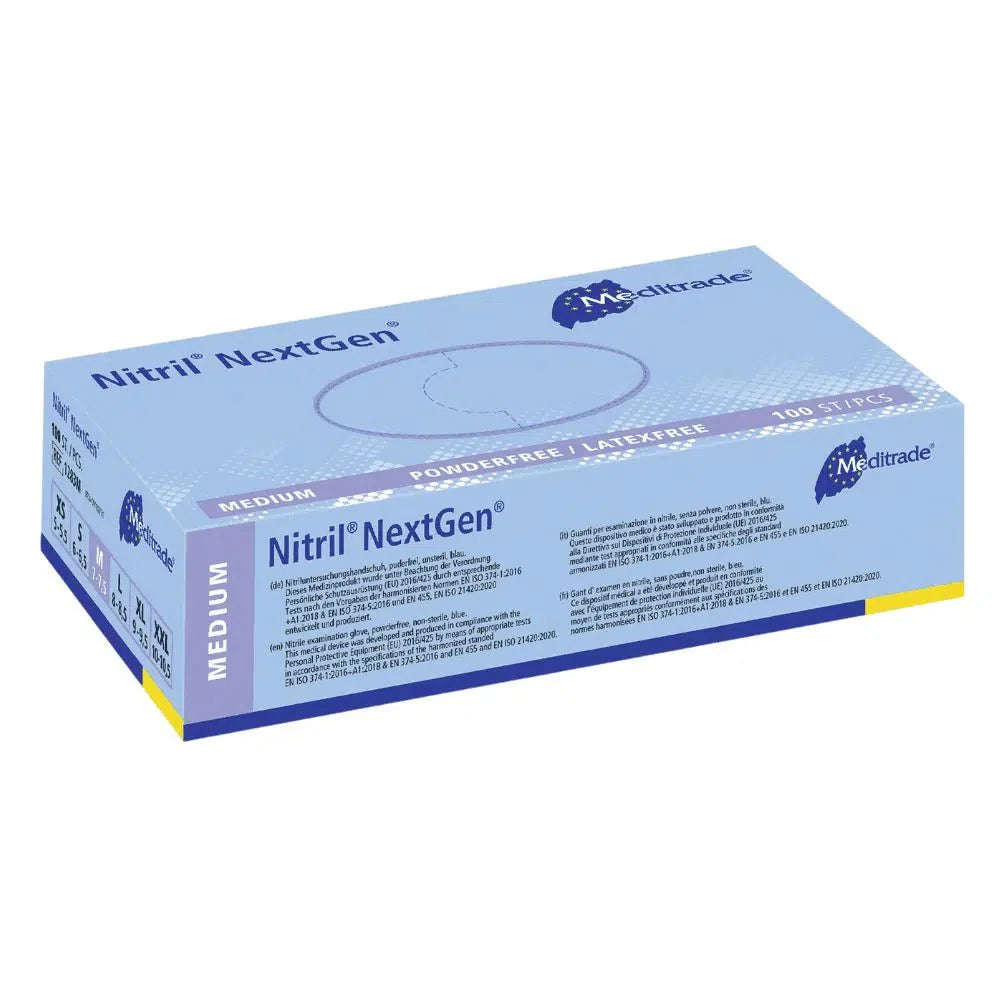 Meditrade Nitril Handschuhe NextGen® EN 455, puderfrei, blau, 100 Stk.