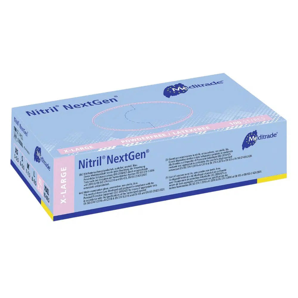 Meditrade Nitril Handschuhe NextGen® EN 455, puderfrei, blau, 100 Stk.