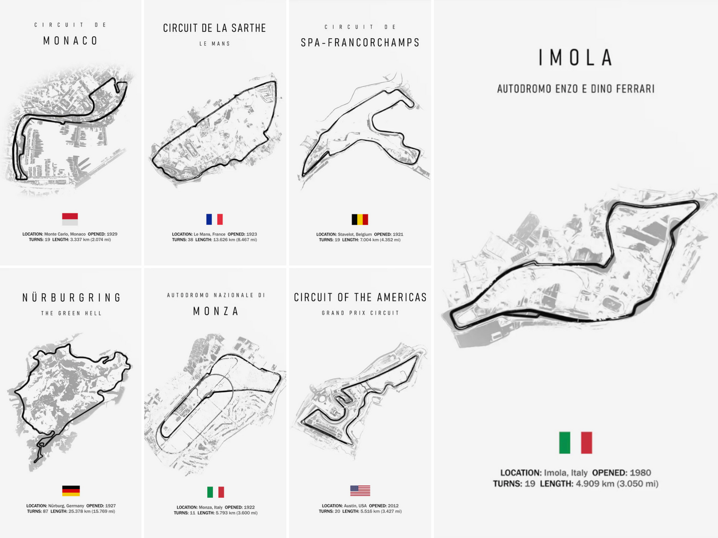 Formel 1 Rennstrecken Poster 2026 · Geschenkidee · Monaco Spa · Deko Print ohne Rahmen