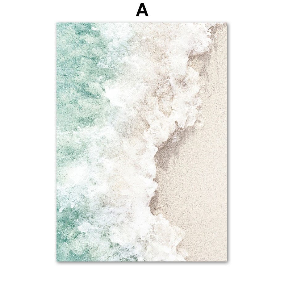 Poster Strand Wellen Zuhause Gold · Wandbilder Wohnzimmer & Schlafzimmer ·  Deko Print Bilder · ohne Rahmen